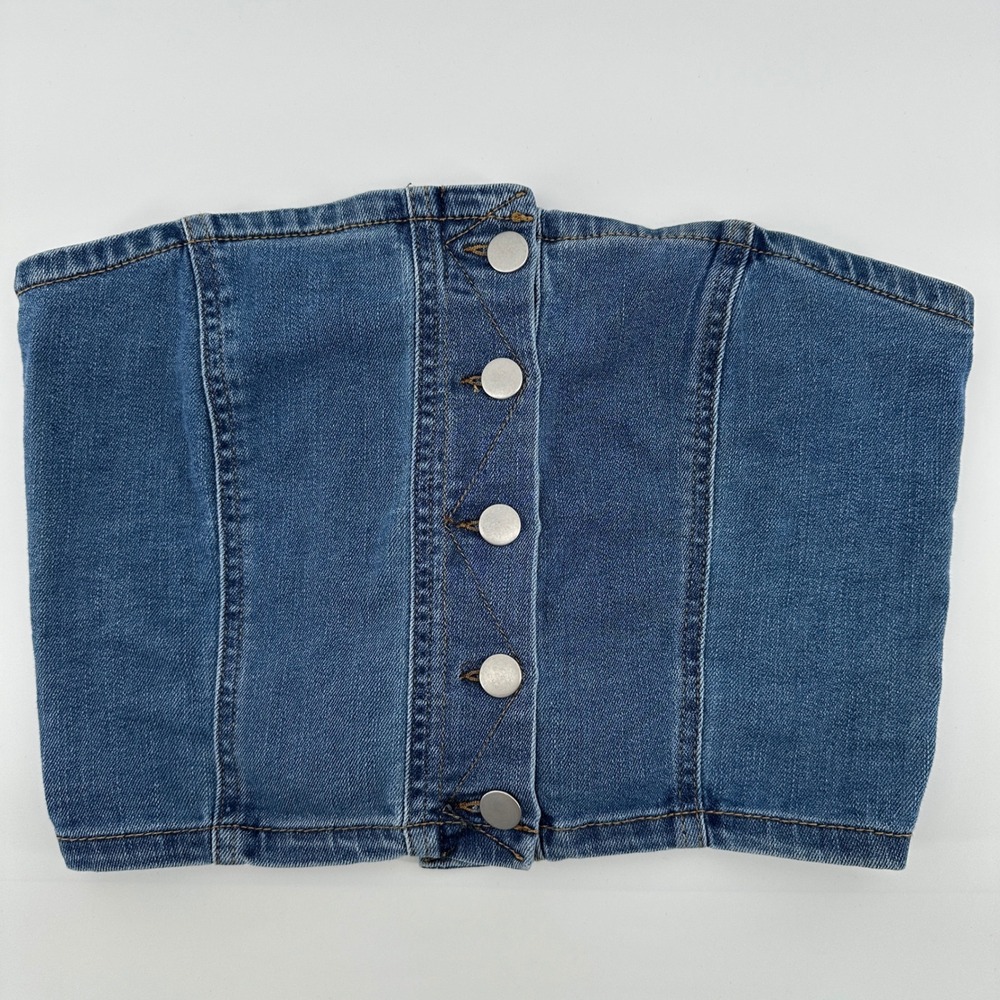 Dylan Ryan NYC Denim‎ Corset Top Indie Sleaze Y2K Jean Bondeau Strapless Medium